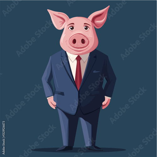 Illustration of a man with a pig's head.