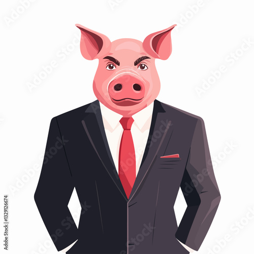Illustration of a man with a pig's head.