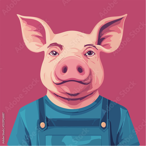 Illustration of a man with a pig's head.