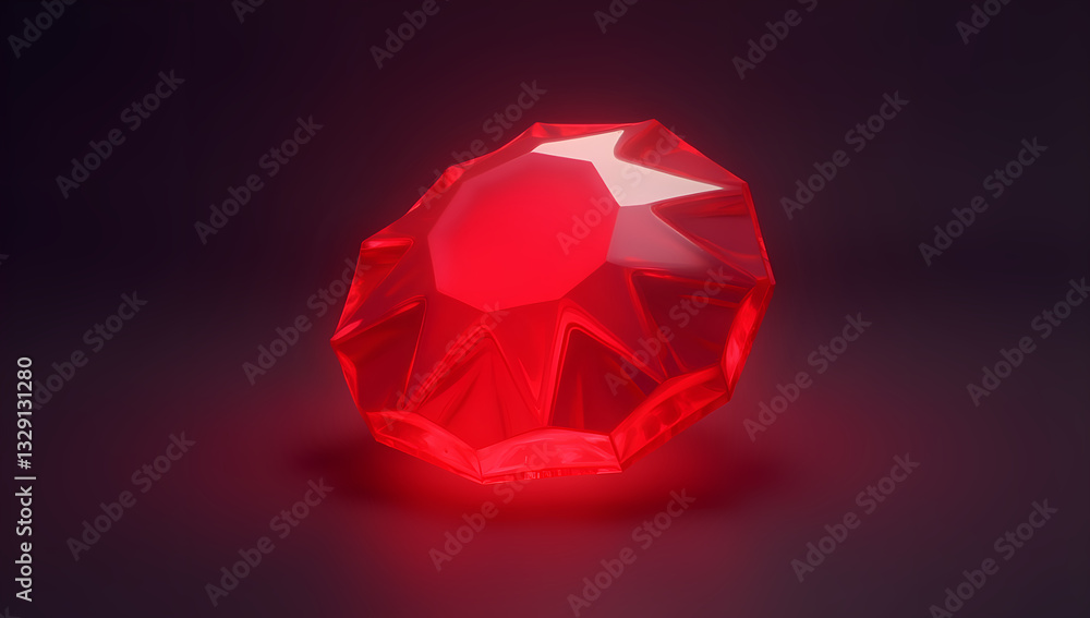 Enchanted Ruby Crystal in 3D Flat Style Enchanted Ruby Crystal in 3D Flat Style