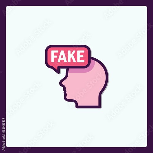 Conceptual image showing misinformation and unreliable head speech bubble