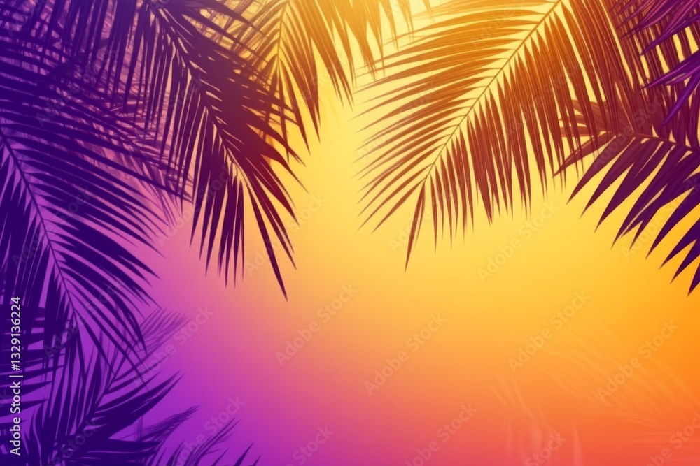 A tropical paradise sunset gradient background. Featuring golden yellows, vibrant oranges, and deep purples. Highlighting warmth and relaxation. Ideal for travel and vacation branding A tropical paradise sunset gradient background. Featuring golden yellows, vibrant oranges, and deep purples. Highlighting warmth and relaxation. Ideal for travel and vacation branding