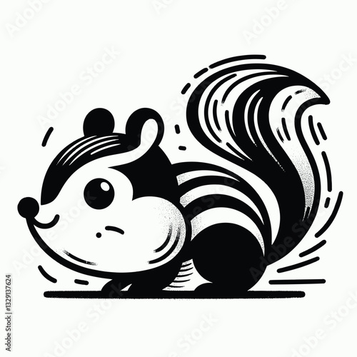 Wallpaper Mural Cute Cartoon Skunk with Curled Tail in Black and White Ink Art Style Torontodigital.ca