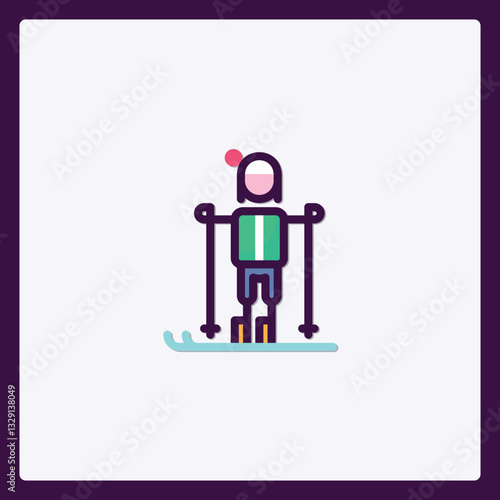 Stylized skier pictogram icon evoking the thrill of winter adventure