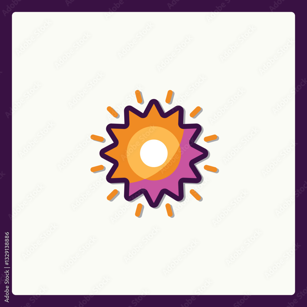 Whimsical sunburst icon with playful design elements and cheerful color palette Whimsical sunburst icon with playful design elements and cheerful color palette