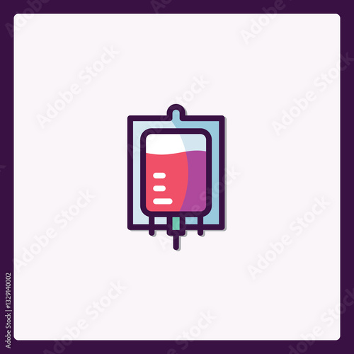 Stylized Blood Bag Icon for Healthcare, Medicine, and Donation Concepts