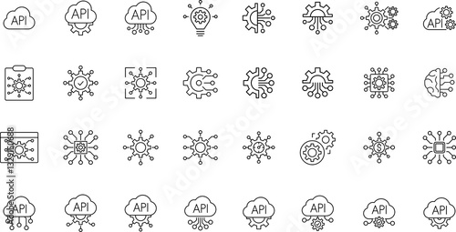 Wallpaper Mural API icon illustration for your website or mobile app. Data integration icon. Software, api thin line symbol Torontodigital.ca