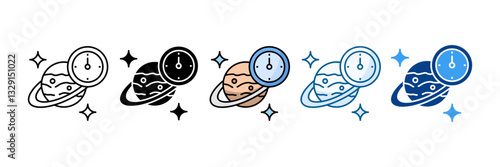 Foto Space Time Icon Set Multiple Style Collection