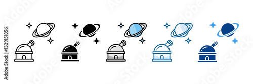 Space Observatory Icon Set Multiple Style Collection