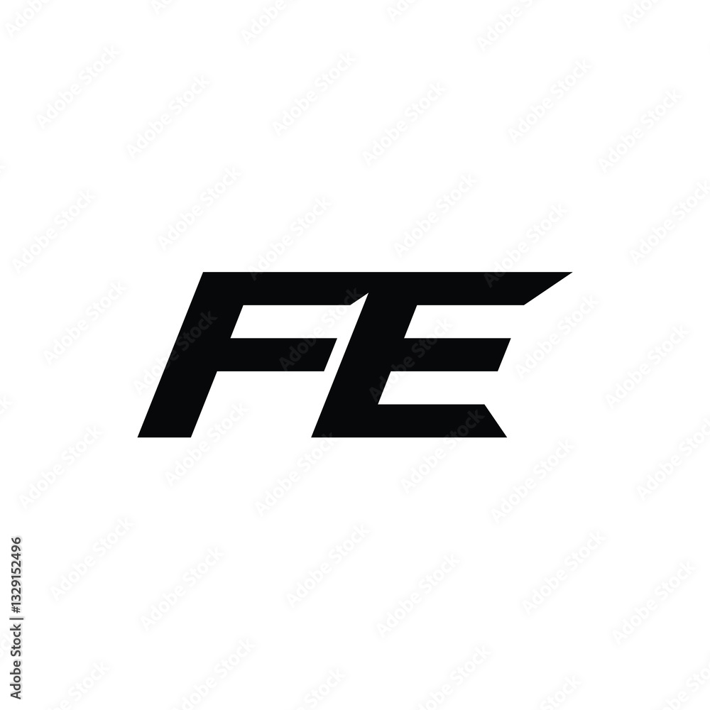 Obraz premium FE monogram logo design letter text name symbol monochrome logotype alphabet character simple logo