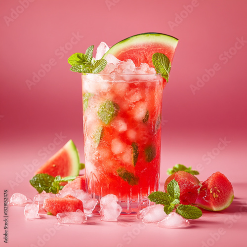 A_fresh Watermelon Mint Cooler bright red orang