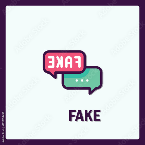 Stylized chat bubbles depicting misinformation with a minimalist design