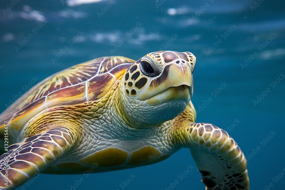 Fototapeta premium Magnificent Green Sea Turtle Underwater Ocean Wildlife Photography