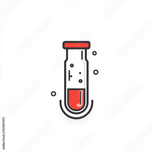 Blood Sample in Test Tube Medical Illustration with Red Liquid and Bubbles Diagnostic Analysis