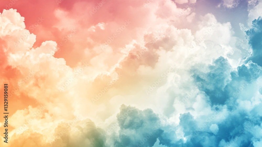 Vibrant Watercolor Sky Background with Soft Clouds and Blurred Colors Vibrant Watercolor Sky Background with Soft Clouds and Blurred Colors