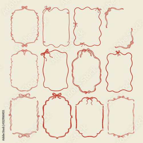 Whimsical style hand drawn collection of frames, vector illustration