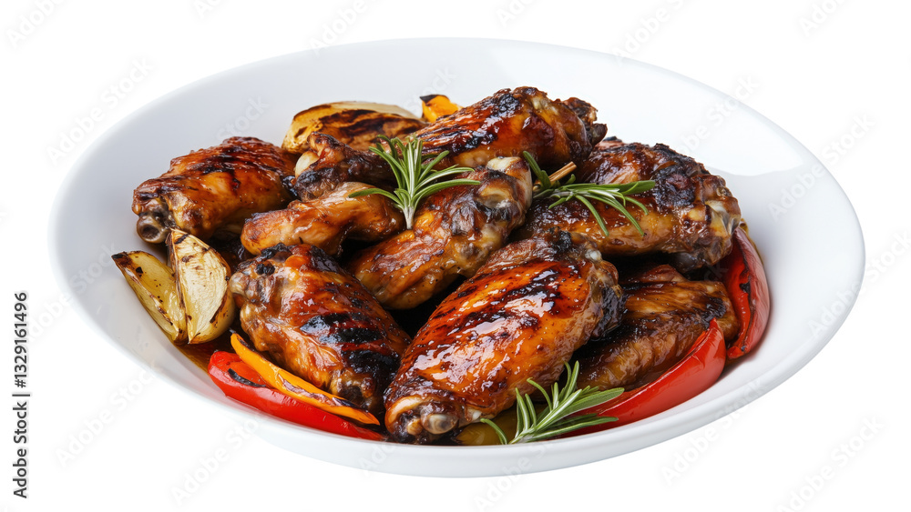 Grilled peri-peri chicken wings with a smoky char
