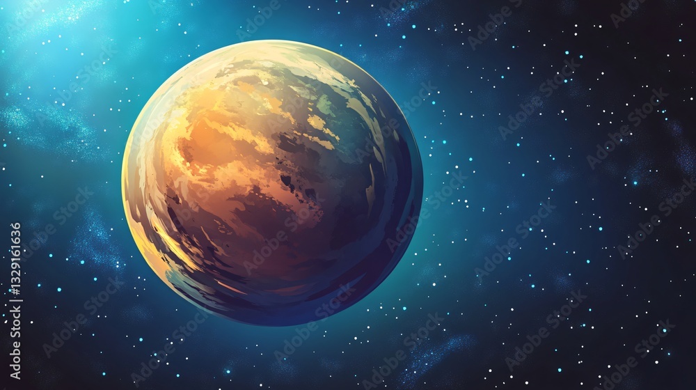 Obraz premium Futuristic Alien Planet in Outer Galaxy Showing Fantastic Sci-Fi Background