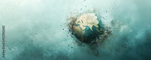 Environmental crisis unfolds earth cracks under pressure digital art abstract atmospheric