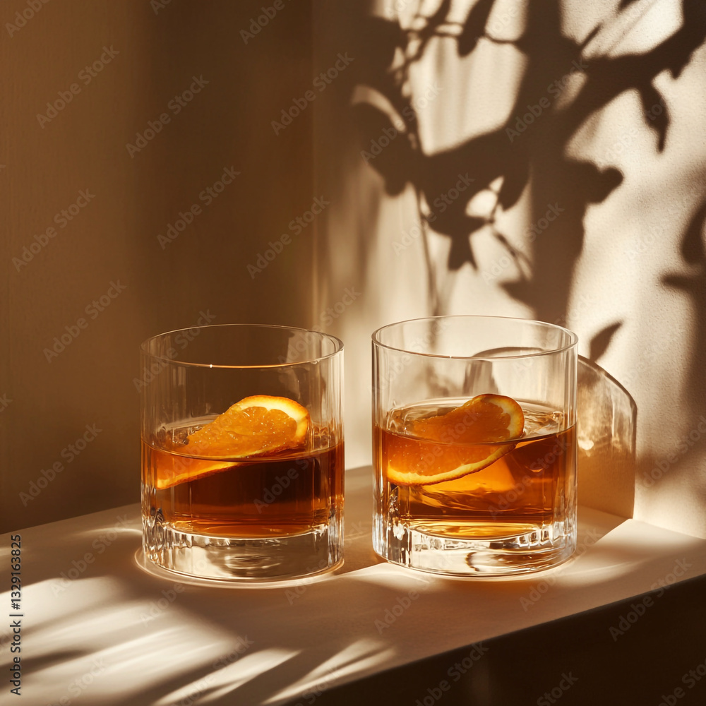 A signature Orange Cardamom Infusion sleek glassware A signature Orange Cardamom Infusion sleek glassware