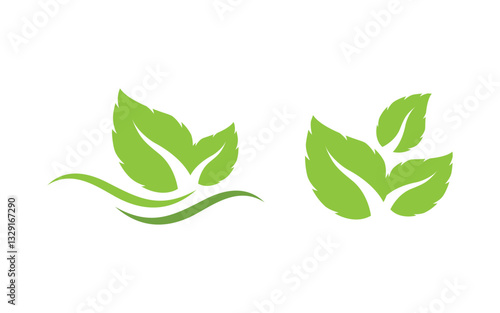 Leaf ecology vegan concept Logo illustration v.6