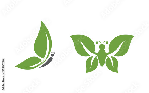 Leaf ecology vegan concept Logo illustration v.10