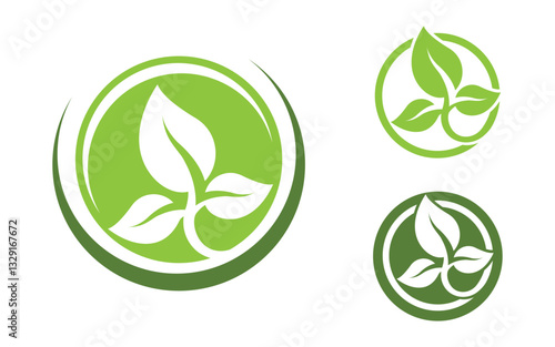 Leaf ecology vegan concept Logo illustration v.14