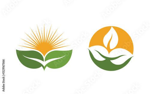Leaf ecology vegan concept Logo illustration v.19