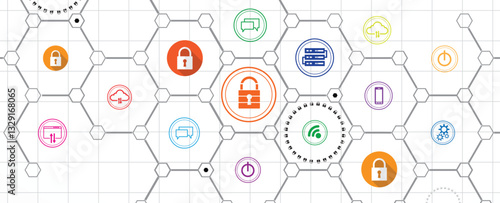 Cyber security. Lock on shield