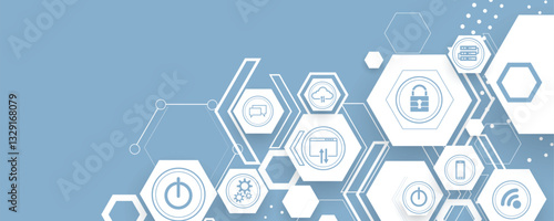 Cyber security. Lock on shield