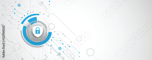 Cyber security. Lock on shield