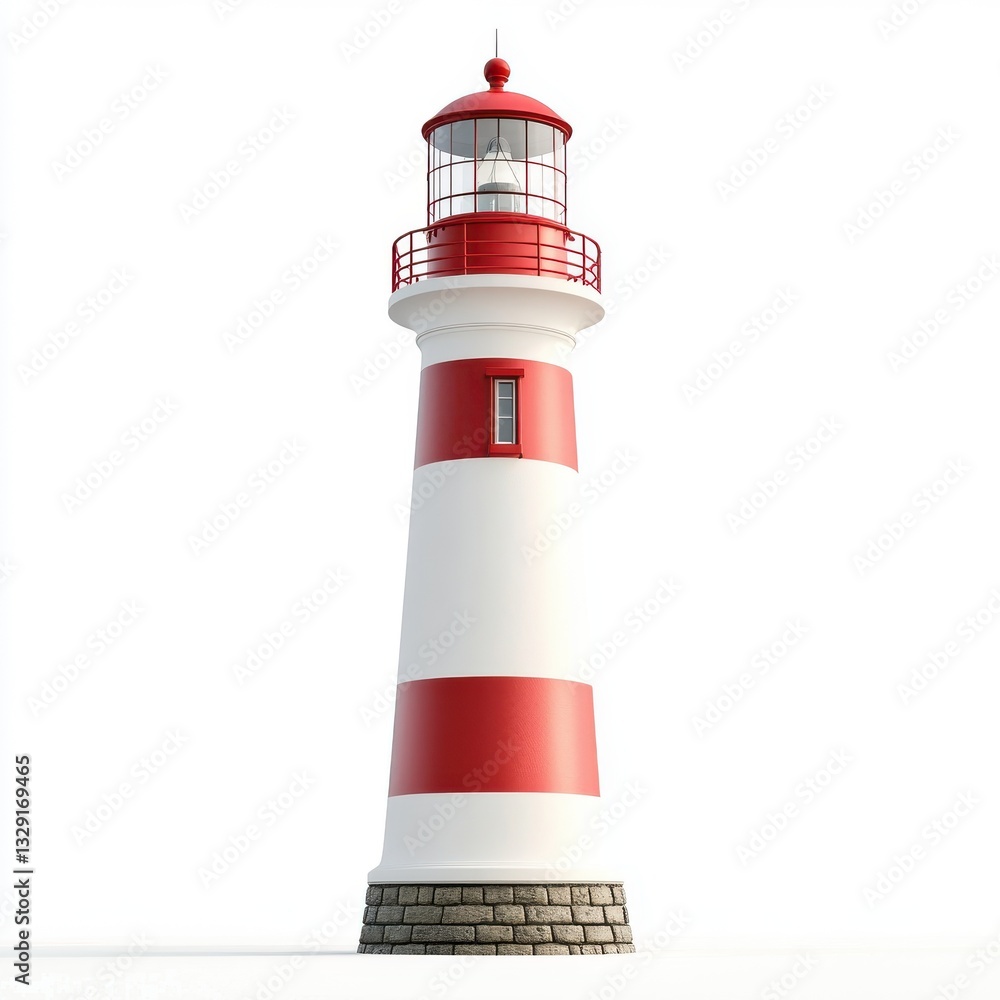 Lighthouse Beacon of Guidance Coastal Navigation Aid Architectural Structure and Striking Red and White Design Lighthouse Beacon of Guidance Coastal Navigation Aid Architectural Structure and Striking Red and White Design