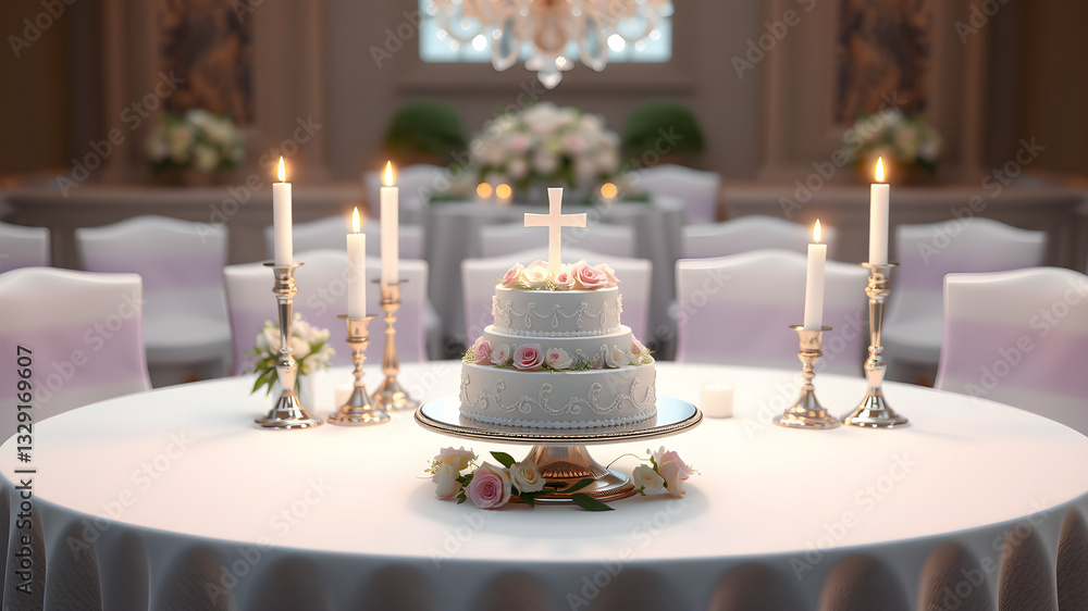 Elegantly set table for First Holy Communion, featuring a decorated cake, candles, and delicate white details symbolizing purity and celebration.
Elegantly set table for First Holy Communion, featuring a decorated cake, candles, and delicate white details symbolizing purity and celebration.
