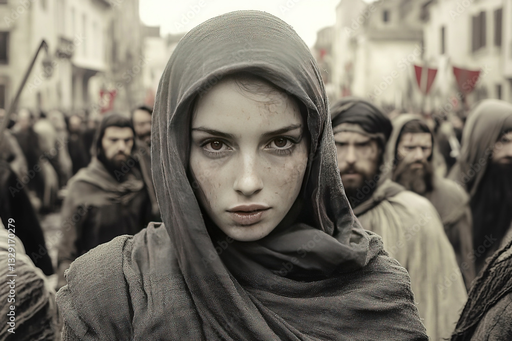 Portrait of a determined woman amidst the chaos of religious wars in France Portrait of a determined woman amidst the chaos of religious wars in France