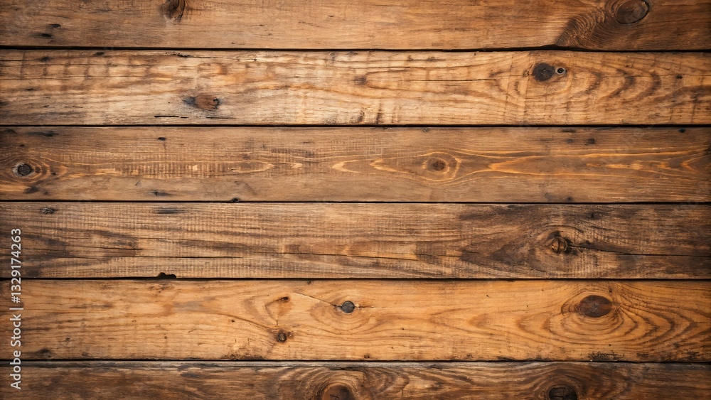 Obraz premium Rustic Wood Texture: A close-up of weathered wooden planks, showcasing the natural grain, knots, and warm tones, perfect for backgrounds and design elements.