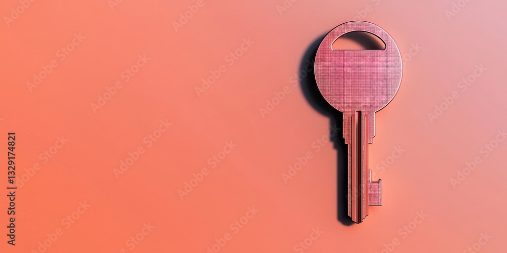 Create Opportunities development goal-setting concept. Red and white checkered key on a solid orange background.