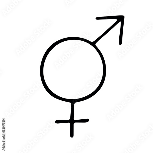 Hand drawn bigender (female and male) gender identity icon Symbol used to represent sex and gender