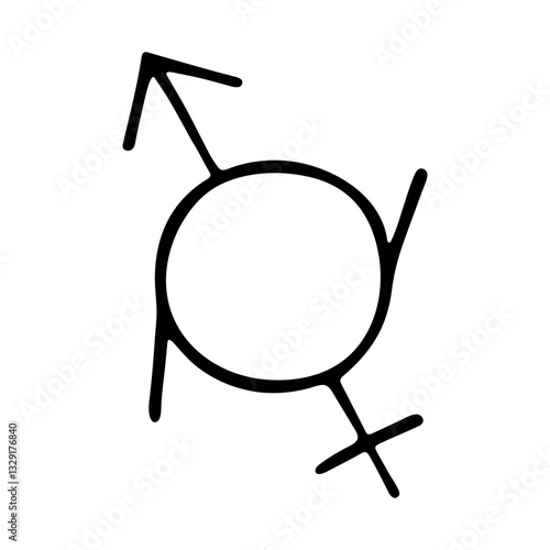 Hand drawn genderfluid (female and male) gender identity icon Symbol used to represent sex and gender