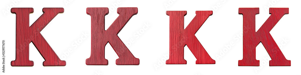 Obraz premium A row of identical large red wooden letters K arranged symmetrically against a plain background creating a bold minimalist graphic pattern