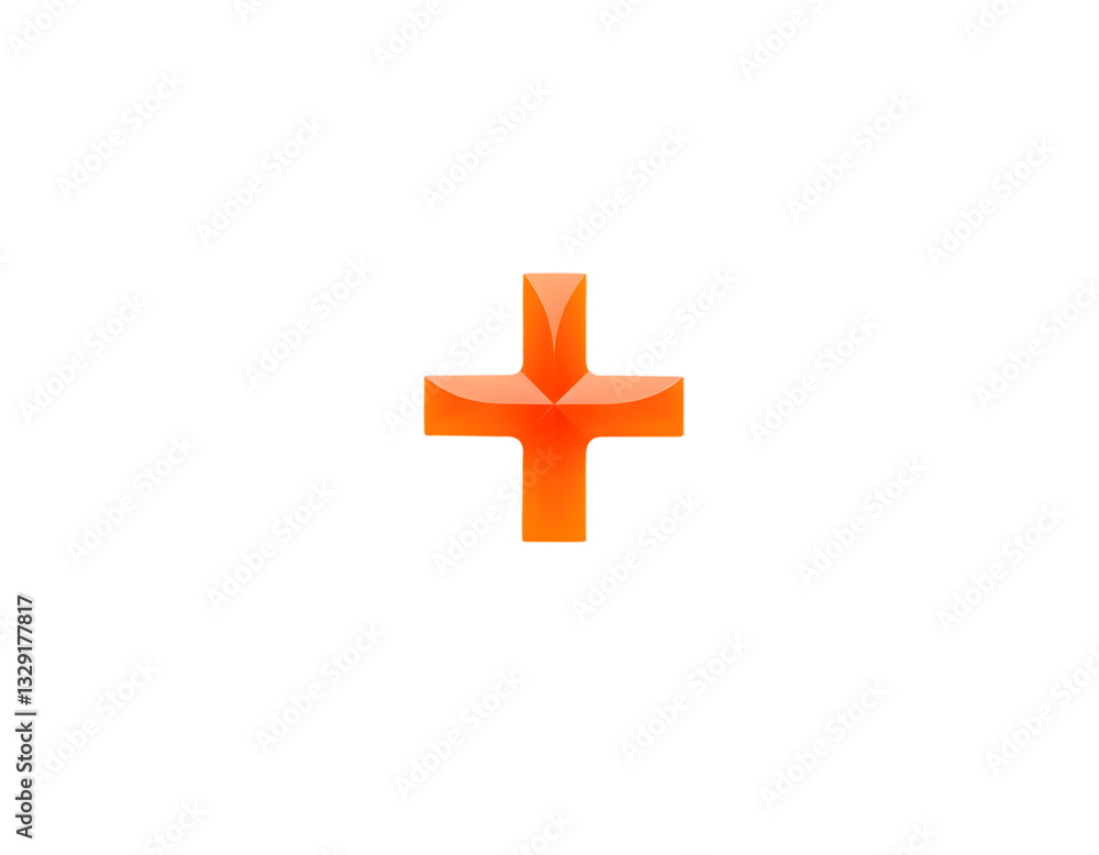 Obraz premium Orange christian cross icon isolated on transparent background