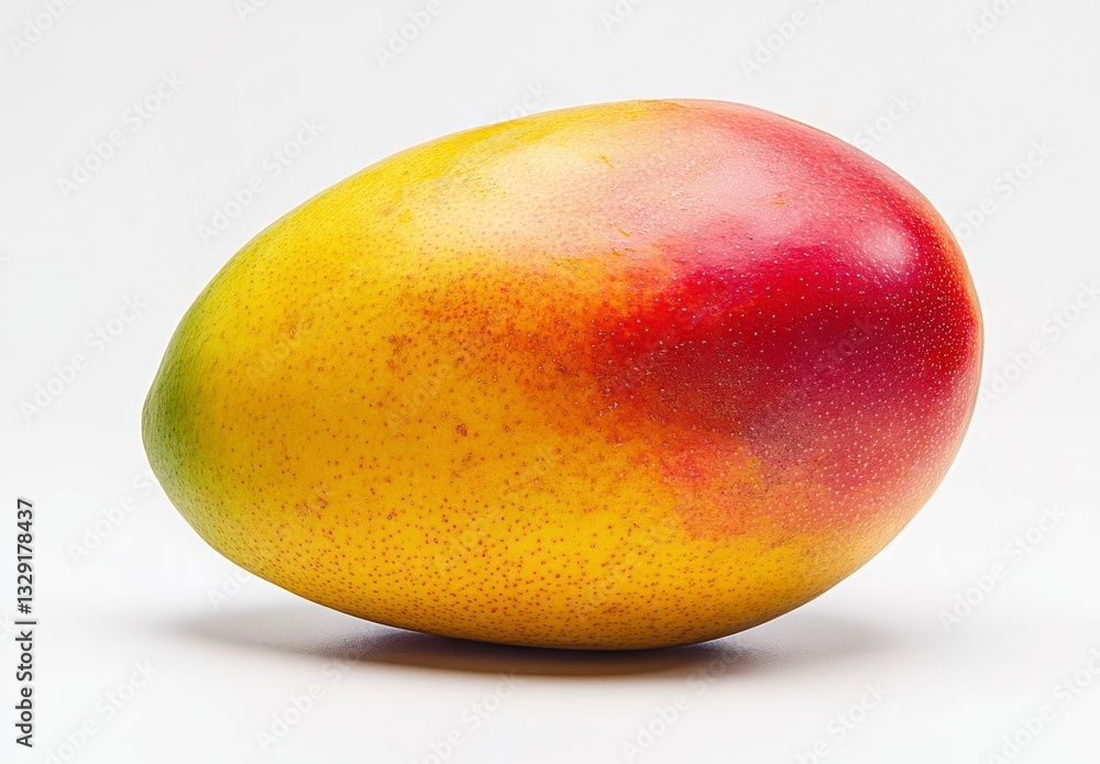 Ripe Mango Fruit Still Life with Vibrant Colors on White Background Ripe Mango Fruit Still Life with Vibrant Colors on White Background