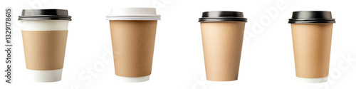 Wallpaper Mural A collection of disposable paper coffee cups with black lids showcasing a clean and minimalist design suitable for various beverage services and catering needs Torontodigital.ca