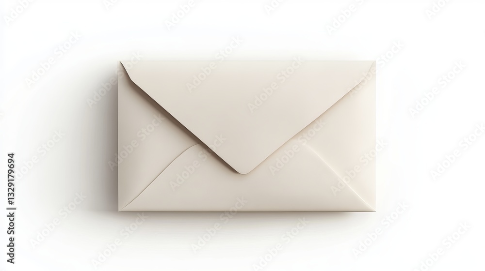 A single envelope standing alone against a clean white background A single envelope standing alone against a clean white background