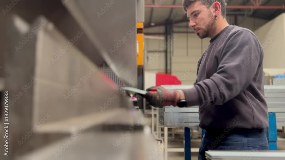 Skilled worker blending metal for industrial production Skilled worker blending metal for industrial production