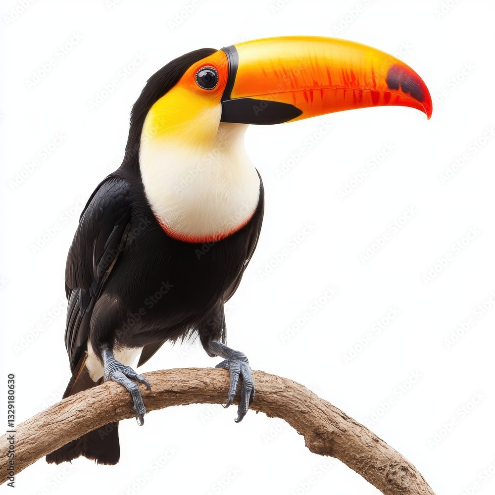 Obraz premium Vibrant Plumage Toucan Perched Gracefully on Branch Tropical Bird Beauty Exotic Wildlife Wonder Nature