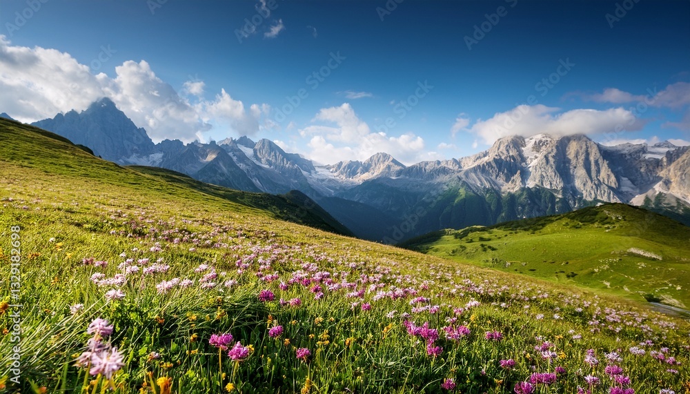 Fototapeta premium Generated image Alpine meadow in the mountains beautiful landscape