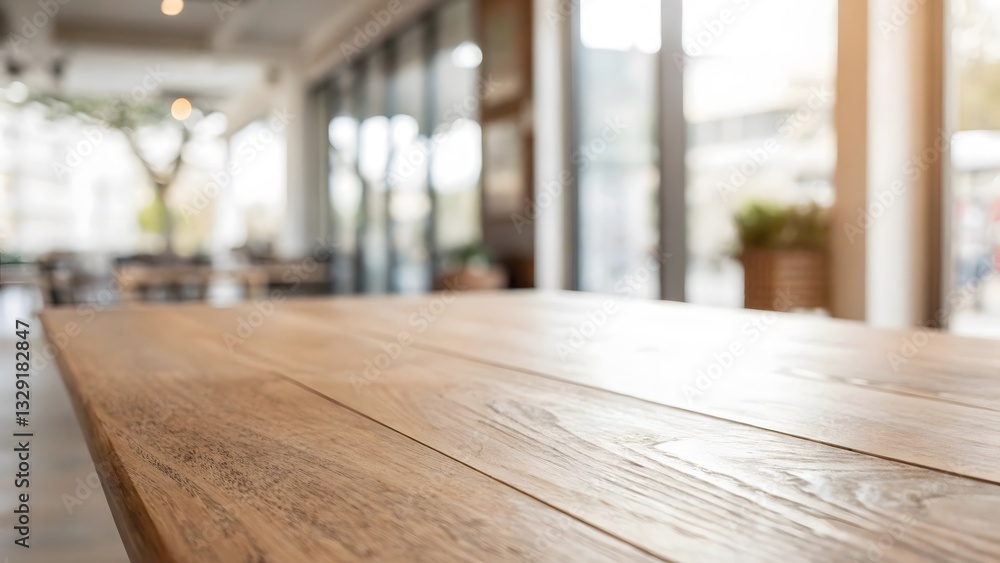 Table Perspective: Wooden table with a bright interior, suggesting a warm inviting atmosphere Table Perspective: Wooden table with a bright interior, suggesting a warm inviting atmosphere