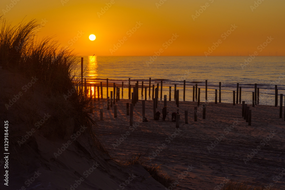 Fototapeta premium Coastal landscape at Petten aan Zee in North Holland.