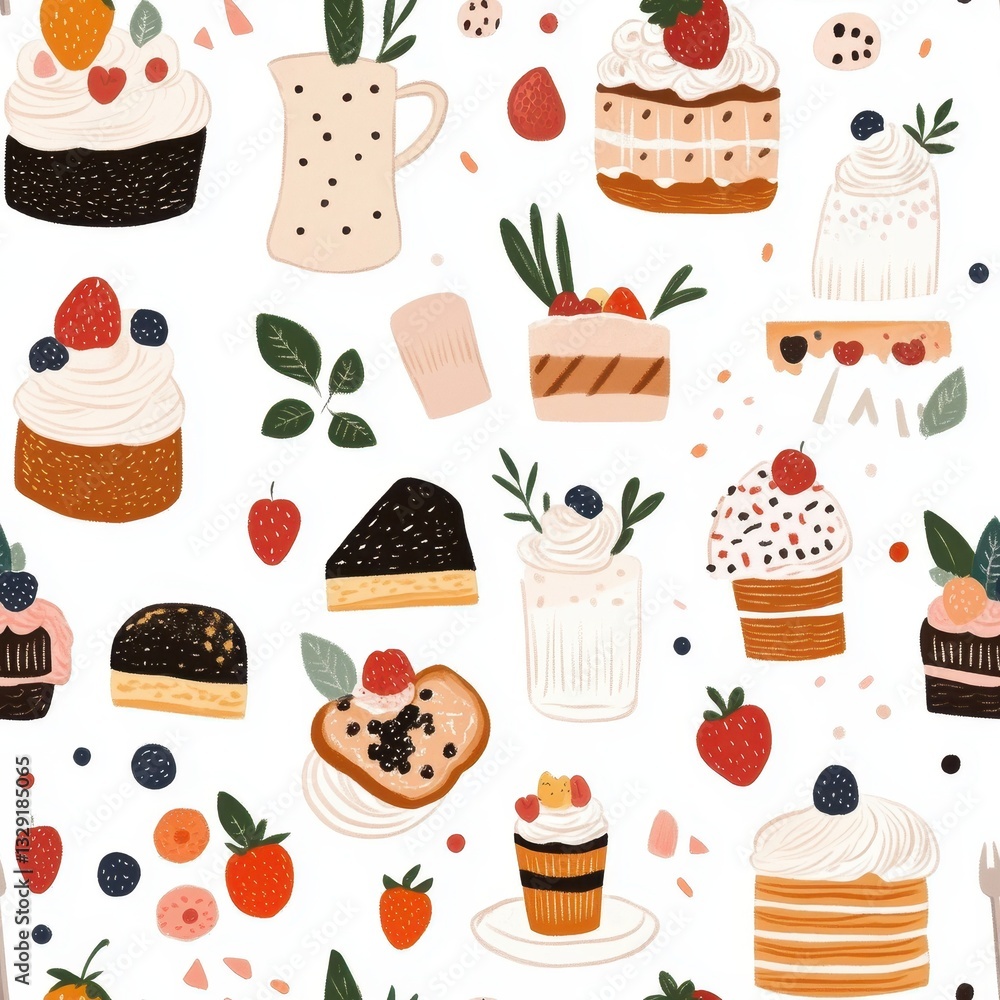 Delicate meringue pieces scattered in a seamless pattern, perfect for elegant designs and sweet-themed projects. Delicate meringue pieces scattered in a seamless pattern, perfect for elegant designs and sweet-themed projects.