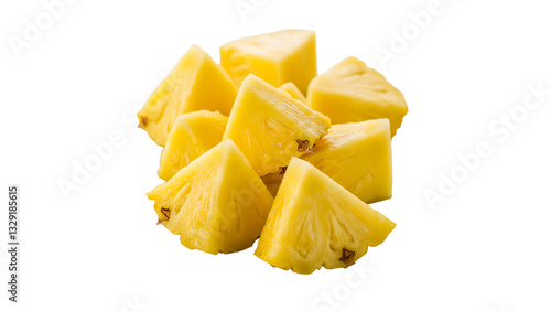 fresh pineapple chunks isolated on transparent background Generative Ai.